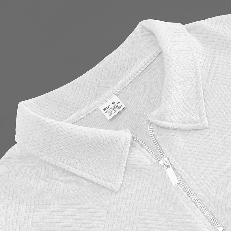 Men's Half-zip Jacquard Polo Sweatshirt With Turn-down Collar_voghion.com