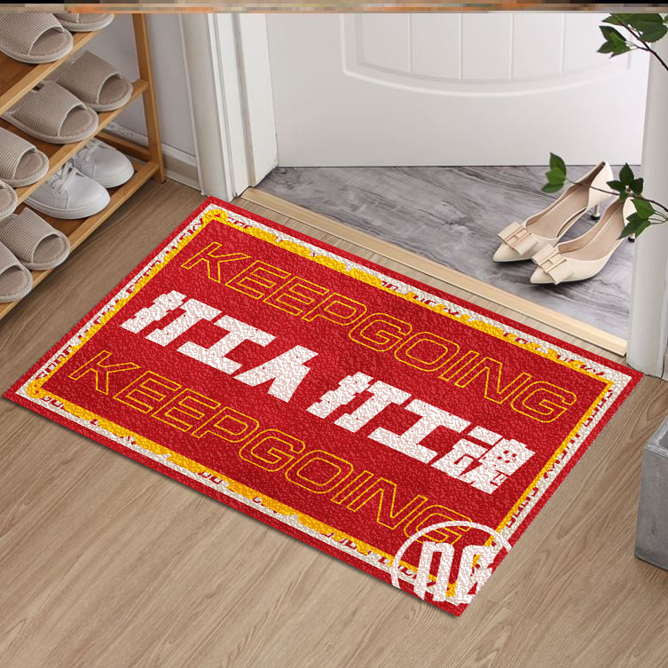 Nacional de moda anillo de seda puerta Mat Puerta de bienvenida PVC impermeable antideslizante pie estera raspado barro frotando suelo se puede cortar