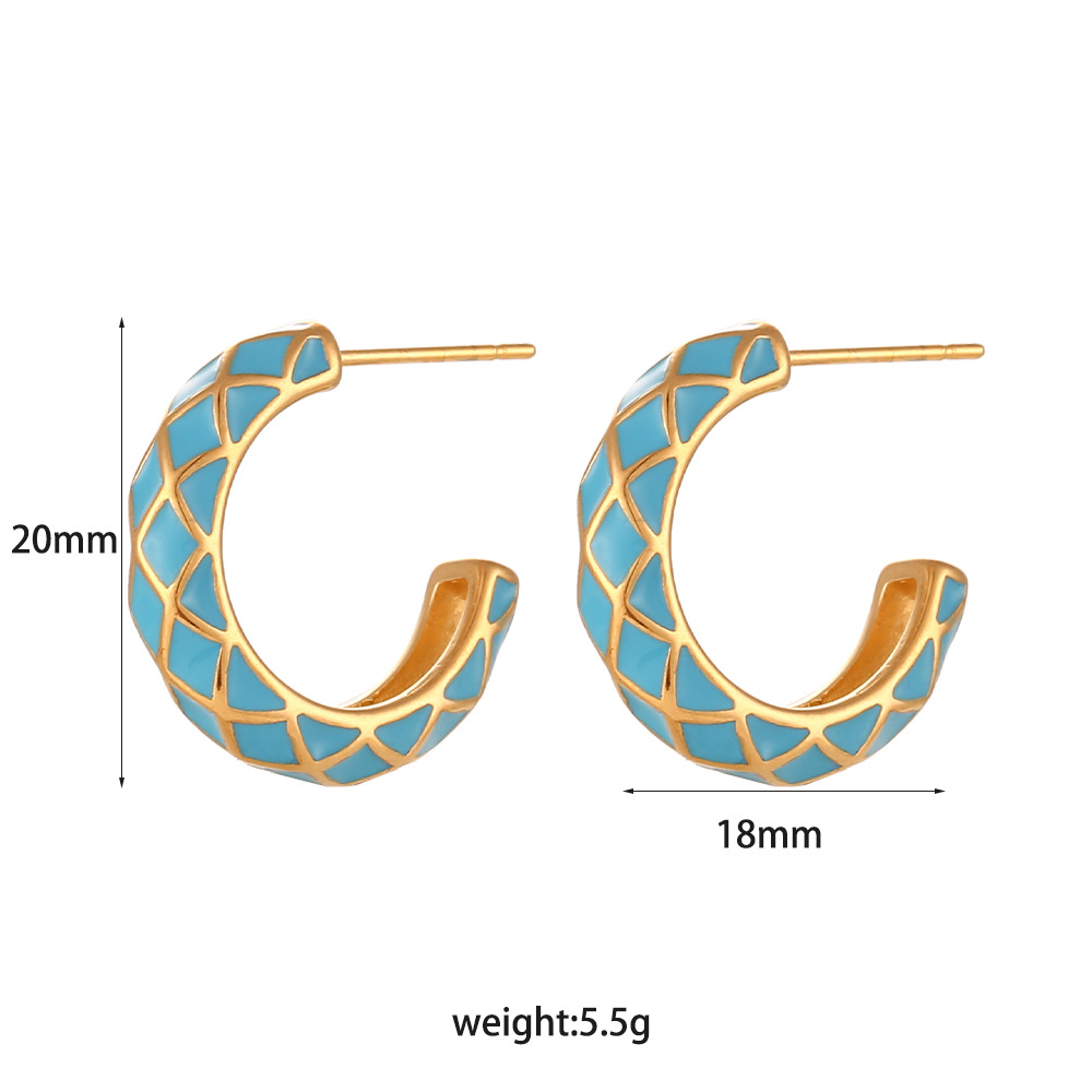 Fashion C Shape Stainless Steel Plating Hoop Earrings 1 Pair