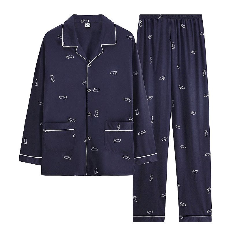 100% pijamas de algodón de los hombres de algodón de manga larga de verano de los hombres más tamaño cómodo Juventud de mediana edad Primavera y Otoño Invierno ropa para el hogar