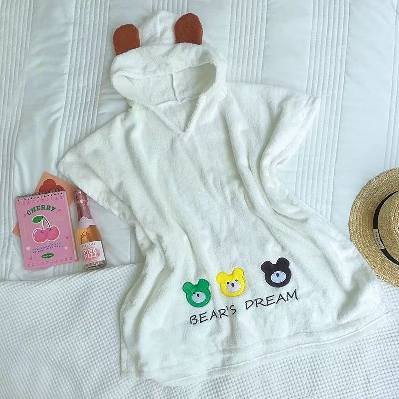 Corea del Sur bebé ins niños Toalla de baño capa de algodón puro absorbente Albornoz lindo dibujos animados casa playa Toalla de baño