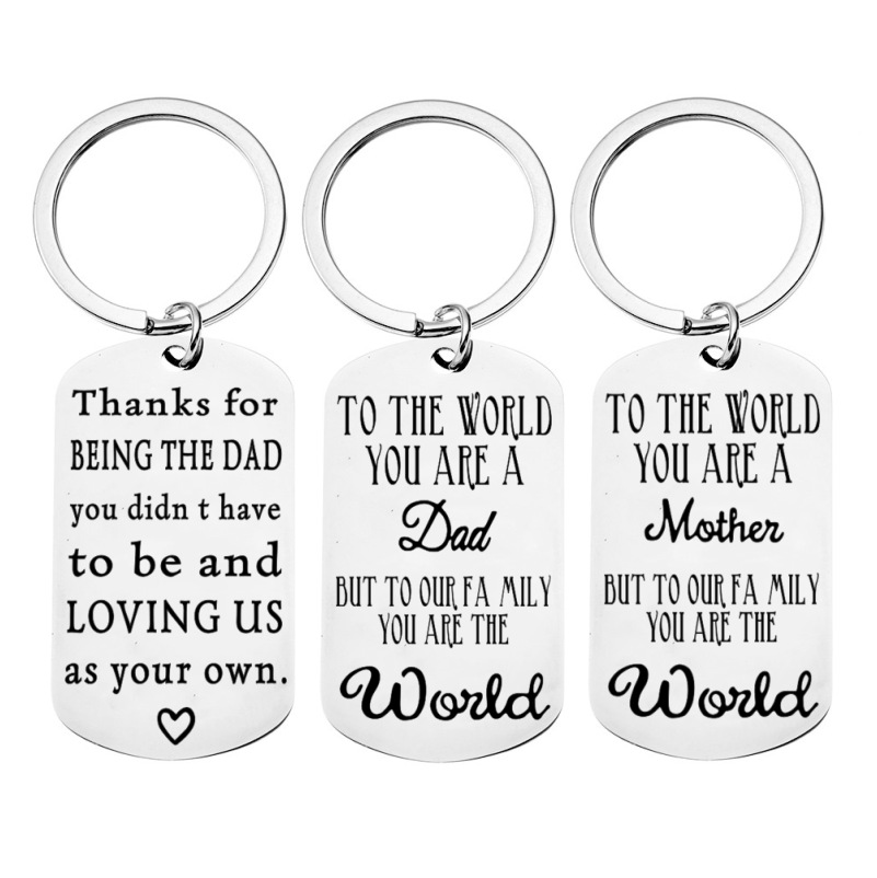 欧美热销不锈钢钥匙扣激光刻字DAD父亲节母亲节纪念品钛钢军牌