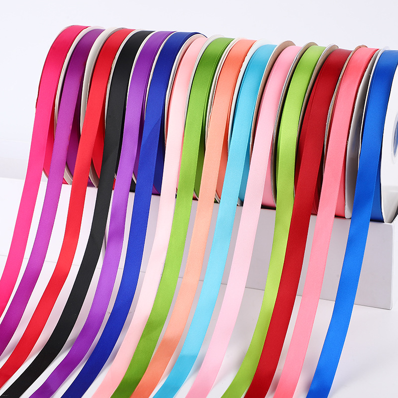 Transfronterizo cinta de color sólido 1cm rollo poliéster cinta pastel flor caja de regalo para hornear cinta de embalaje decoración accesorios de cinta