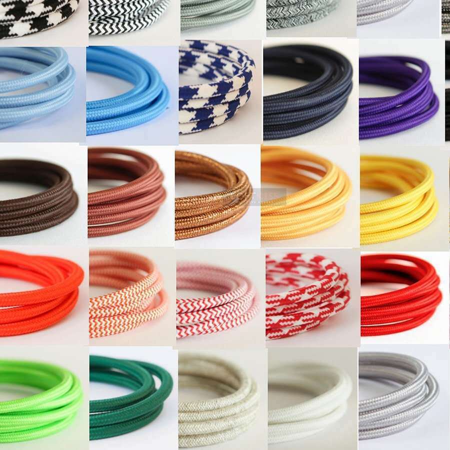 Factory direct sales of 0.75 copper core wire, antique style lamp DIY wire accessories, round retro colored braided wire.