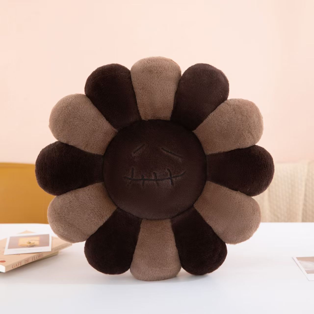 Takashi Murakami Flower Cushion Brown