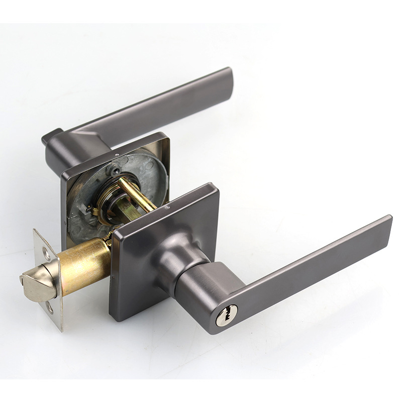 Personalizada aleación de zinc de tres barras cerradura de mano cerradura cuadrada cerradura de baño cerradura de canal cerradura americana de tres barras cerradura interior cerradura de mango de puerta de madera