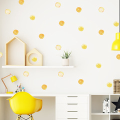 新款FX-F267黃色水彩圓點臥室衣櫃冰箱玄關DIY家居牆面裝飾牆貼紙
