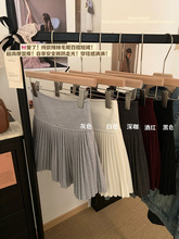 灰色防走光毛呢半身裙女春季2025新款裤裙百褶裙高腰裙子字短裙