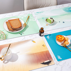 Nordic-style leather western dinner mat, two-color square heat-insulating mat, waterproof table mat, custom dinner plate mat, cup mat, luxury dinner mat