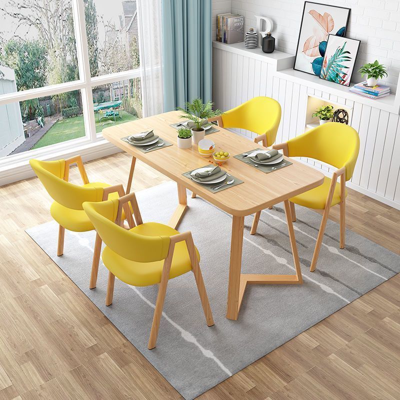 Mesa de comedor nórdica, mesa de comedor rectangular moderna y simple para casa pequeña