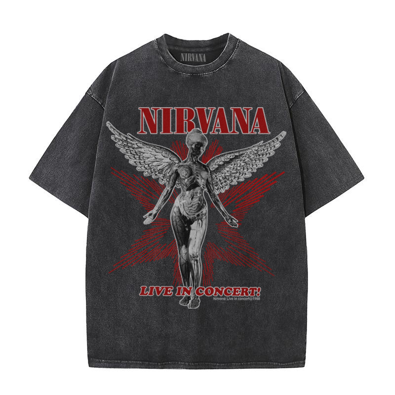 Nirvana banda de rock Nirvana Cobain cocoburn apenado lavado vintage batik camiseta suelta