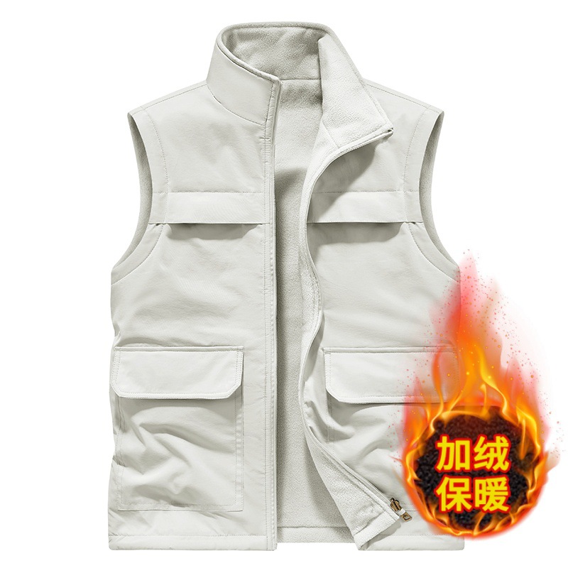 Chaleco de lana impermeable al aire libre abrazadera de caballo transfronteriza fuera de invierno fotografía de pesca multi-bolsillo chaleco de herramienta hombre personalizado