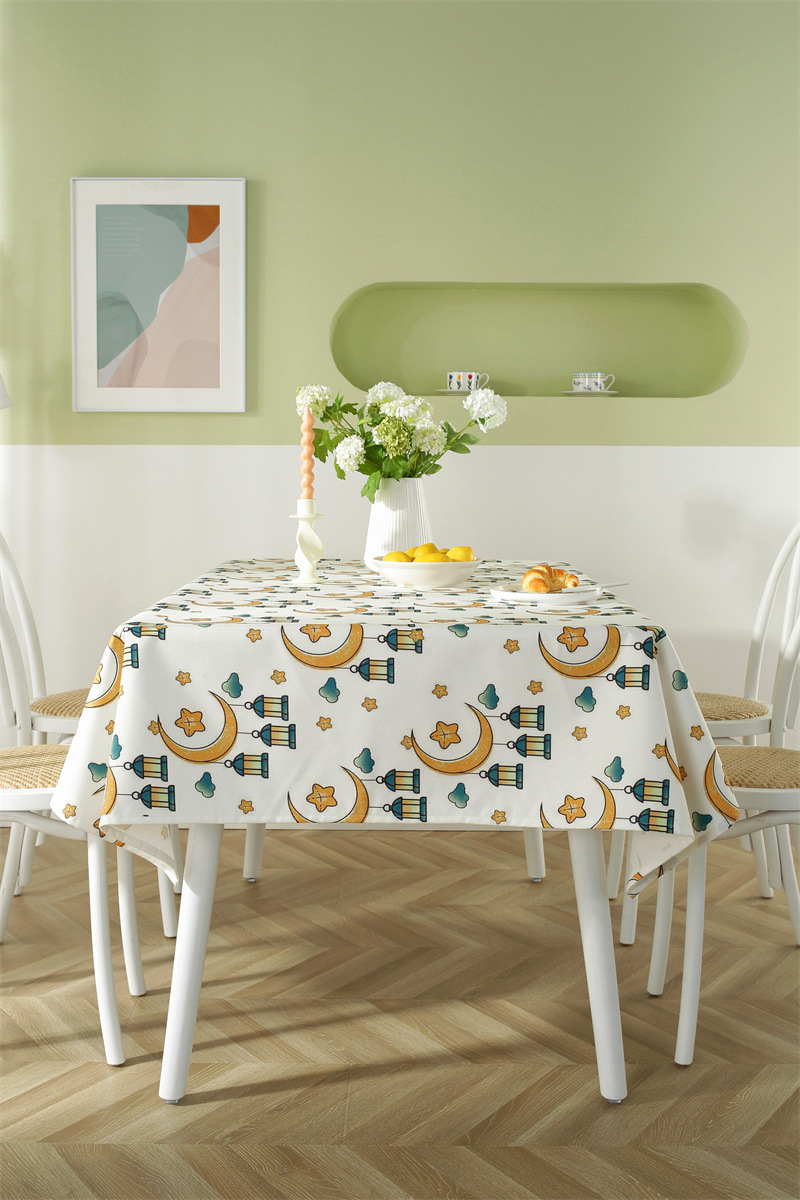 Tovaglia da tè impermeabile in poliestere con stampa di stelle e luna musulmane mediorientali, spedizione transfrontaliera, dropshipping_voghion.com