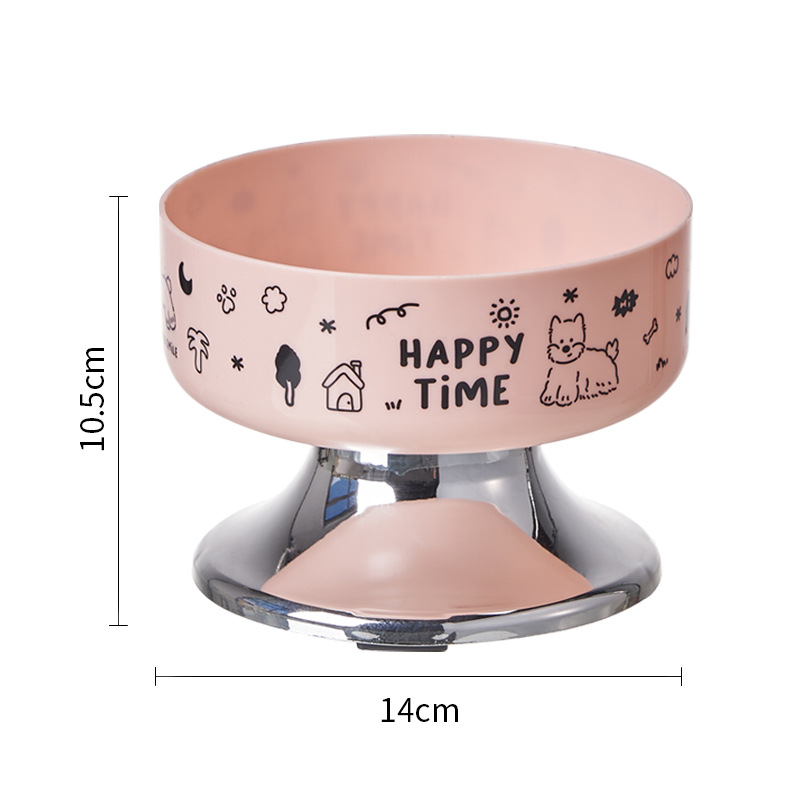 Tazón para gatos de acero inoxidable Tazón de pies altos para gatos Boca negra anti-derribear Tazón para perros Tazón para columna cervical anti-deslizante Tazón para mascotas de gran calibre