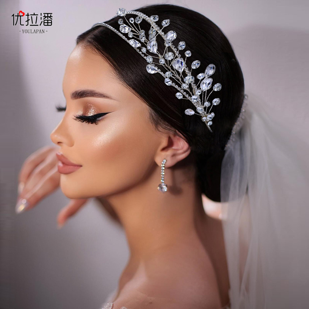 Youlapan HP584 hecho a mano con diamantes completos diadema de cabello novia tiara con maquillaje accesorios de vestido accesorios de cabello transfronterizos
