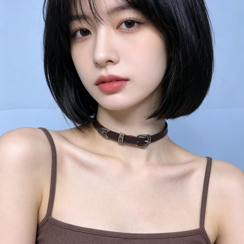 Choker Necklace Leather Choker Sweet Cool Spicy Girl Clavicle Chain Necklace Women's Punk Style Neck Accessory Choker Necklace Leather Choker Sweet Cool Spicy Girl Clavicle Chain Necklace Women's Punk Style Neck Accessory