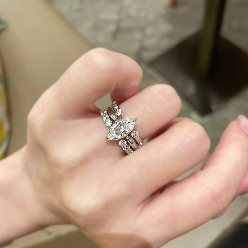 Little Red Riding Book Same Style Instagram Minimalist Three-in-One Stack Wear Ring Brilliant Super Flash Horse Eye Zircon Open Ring for Women Little Red Riding Book Same Style Instagram Minimalist Three-in-One Stack Wear Ring Brilliant Super Flash Horse Eye Zircon Open Ring for Women