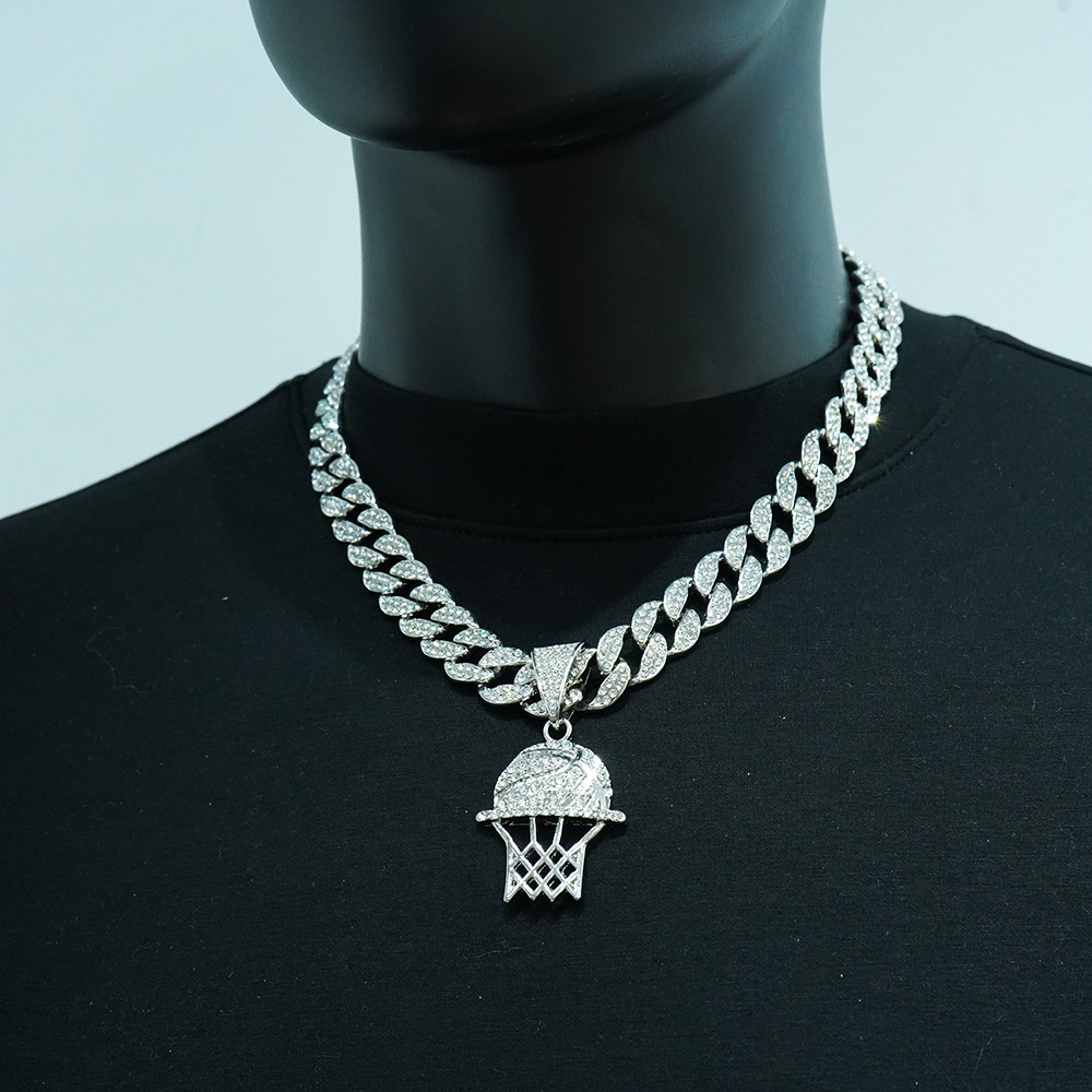 Colgante de plata con cadena cubana de 18inch