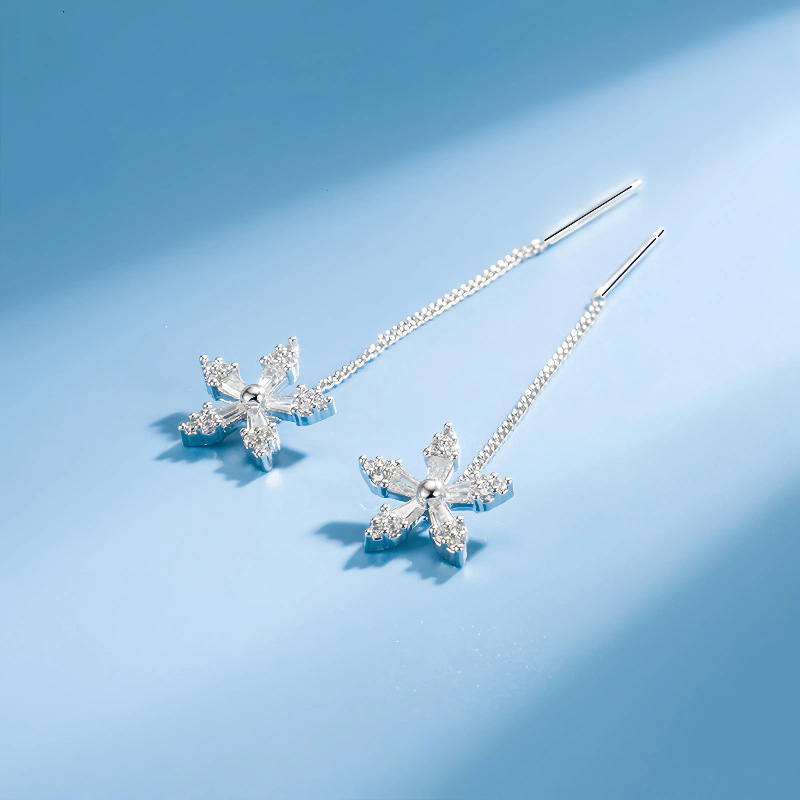 S925 plata esterlina chapado 14K oro cristal flores largas líneas de orejas bordadas nicho femenino diseño de lujo ligero de alto nivel auriculares versátiles