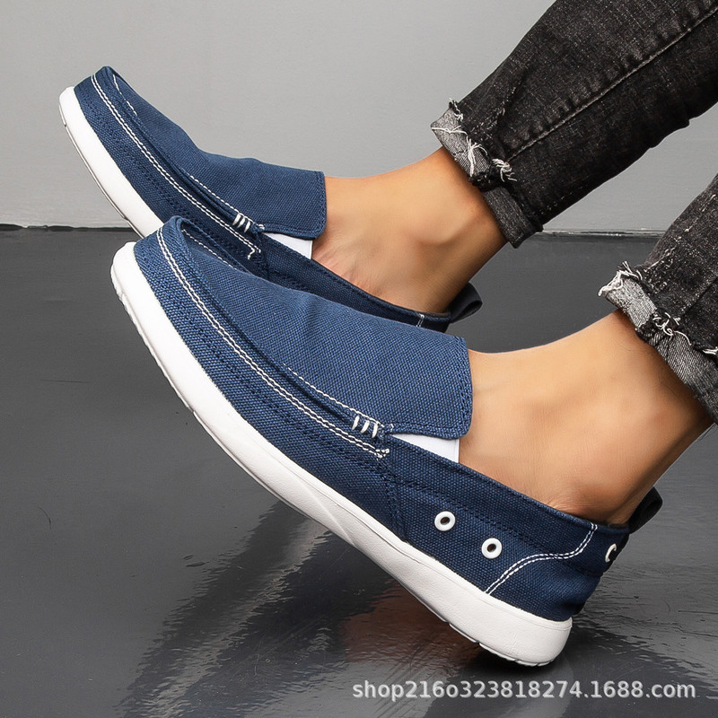 BOX cross wollu canvas shoes men's spring and summer Korean style old Beijing loafers slip-on low-top shoes plus size