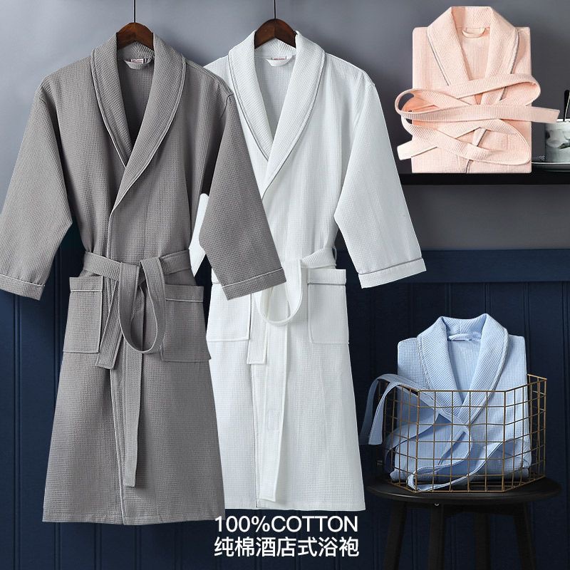Beauty Salon Special Bathrobe for Women and Men, Hotel and Guesthouse Waffle Weave, All-Cotton, Absorbent, Thin Robe
