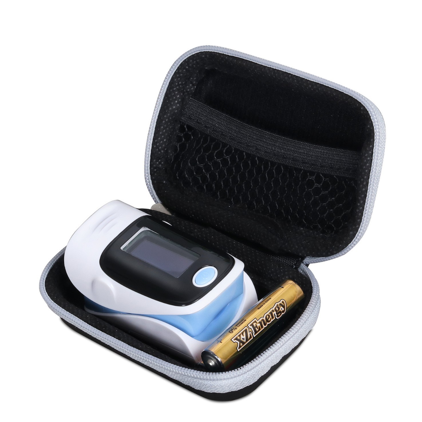 Bolsa de almacenamiento para oxímetro, caja de embalaje con cremallera sensible a la presión, estuche protector portátil anti-caídas de EVA neutro para dispositivos digitales. image 4