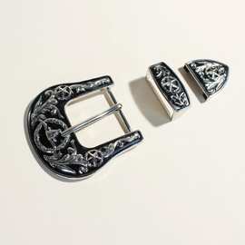 4.0cm锌合金腰带扣欧美外贸西部男士牛头朋克风暗黑风皮带板扣男