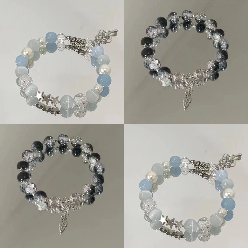 star sea xingx blue beaded bracelet summer mori style niche design niche advanced bracelet new bracelet