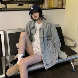 复古牛仔外套女春秋新款宽松百搭慵懒风oversize洋气简约上衣夹克