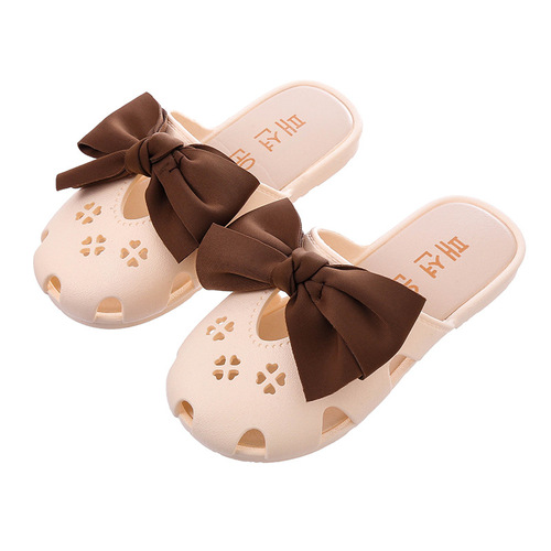Children's slippers summer girls bow princess Baotou outer wear girls fashion home soft-soled sandals baby slippers