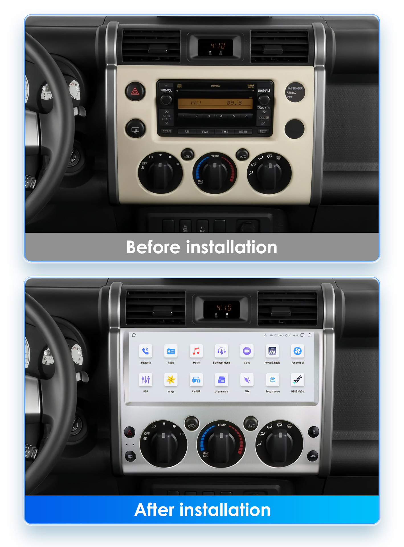 The cross-border model is suitable for 06-21 Toyota FJ Cruiser car MP5 Bluetooth navigation GPS all-in-one