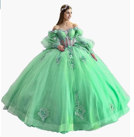 Flores vestido de adulto con mangas brillante con cuentas vestido dulce 2026 nuevo vestido de baile de hombro para mujeres image 22