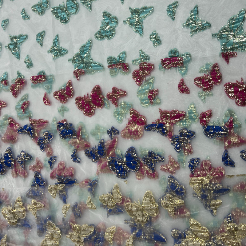 25 nuevo tejido de ergena todo poliéster después de la artesanía de ergena jacquard vestido de moda de tela de mujer en stock