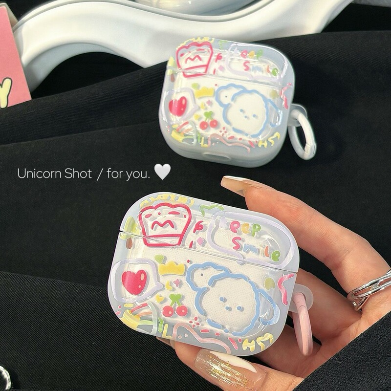 Suitable for Apple Earphone Case Protective Cover Airpodspro3 Earphone Case AirPods 4 Cartoon Line Drawing Puppy