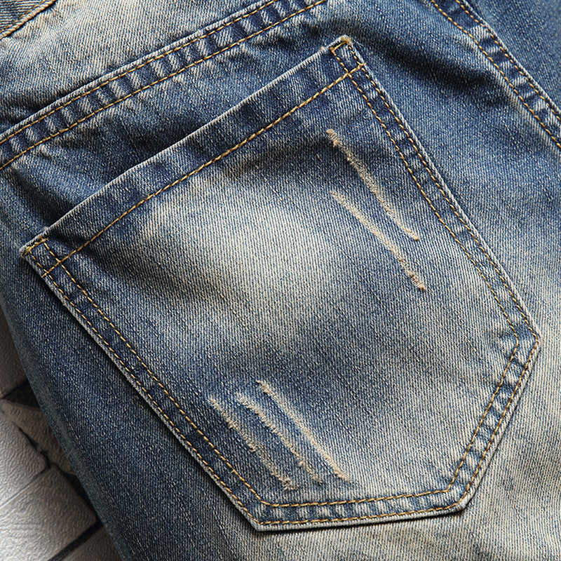 Pantaloncini jeans uomo distressed taglio dritto casual vintage_voghion.com