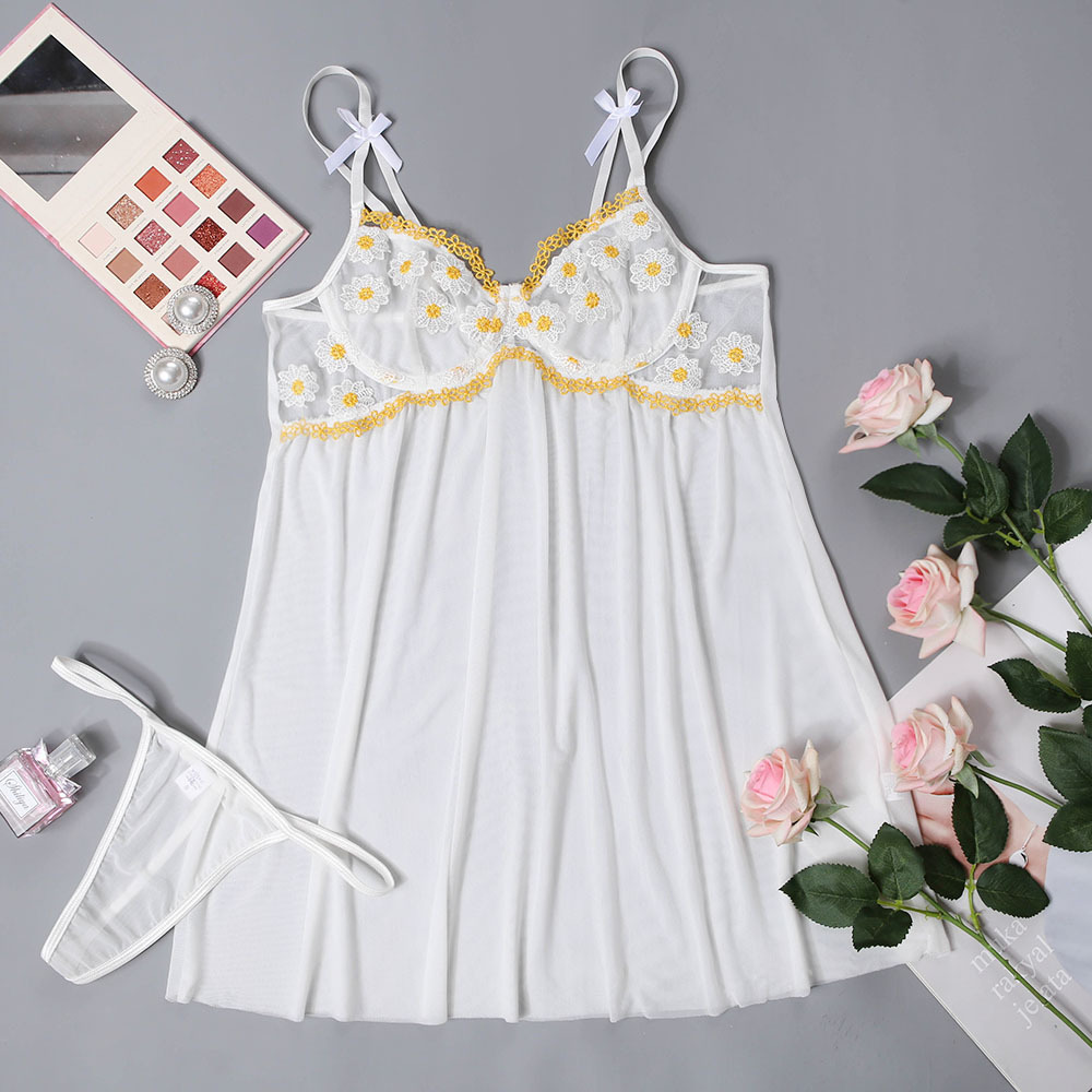 Abbigliamento da donna sexy vestito sexy con gonna a reggicalze in rete bianca pura_voghion.com