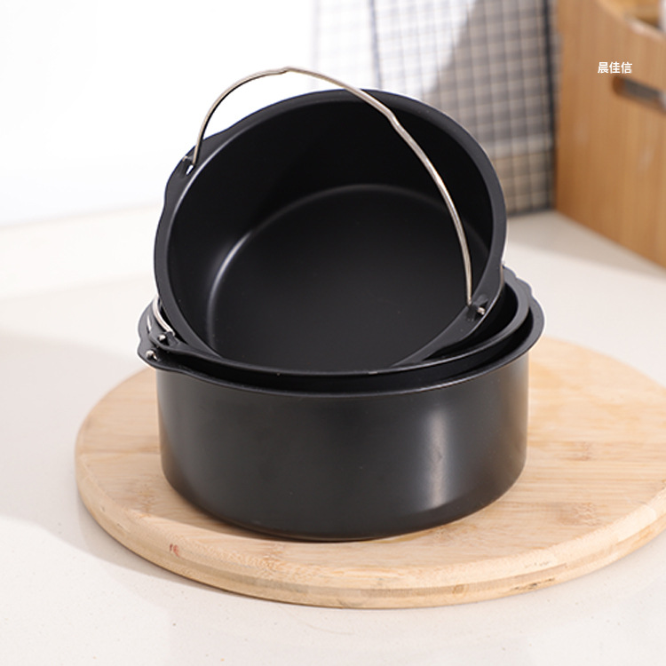 Air Fryer Accessories Cake Mold 6-inch 7-inch 8-inch Round Thick High-temperature Baking Handheld Basket Baking Tray