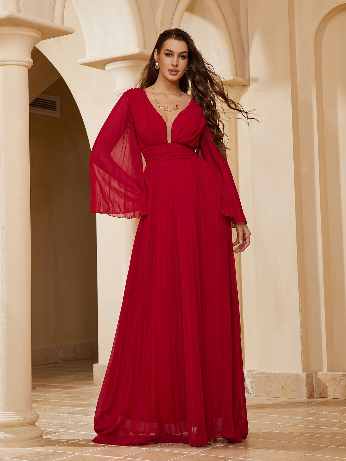 Europa y los Estados Unidos comercio exterior transfronterizo nuevo deseo de ropa de mujer Amazon sexy profundo V vestido de manga larga vestido delgado image 2