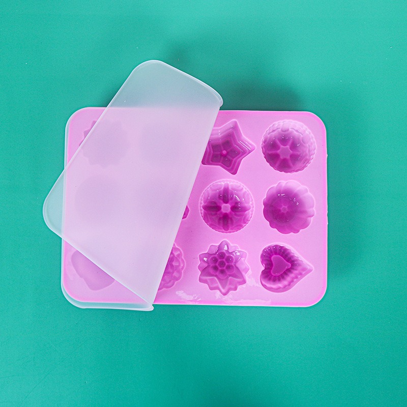 12 피스 장미 금형 핑크 + 12 피스 장미 금형 뚜껑