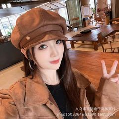 2025新款英伦复古氛围感八角帽子女秋冬时尚百搭显脸小鸭舌报童帽