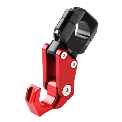 Modified motorcycle electric car modified aluminum alloy CNC folding hook with 22mm universal handlebar pressure code luggage (Other Electric Vehicle Accessories) - red-hook