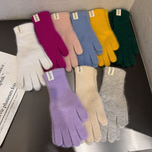 韩系ins糖果色秋冬纯色兔毛手套保暖防寒针织毛线百搭学生情侣女