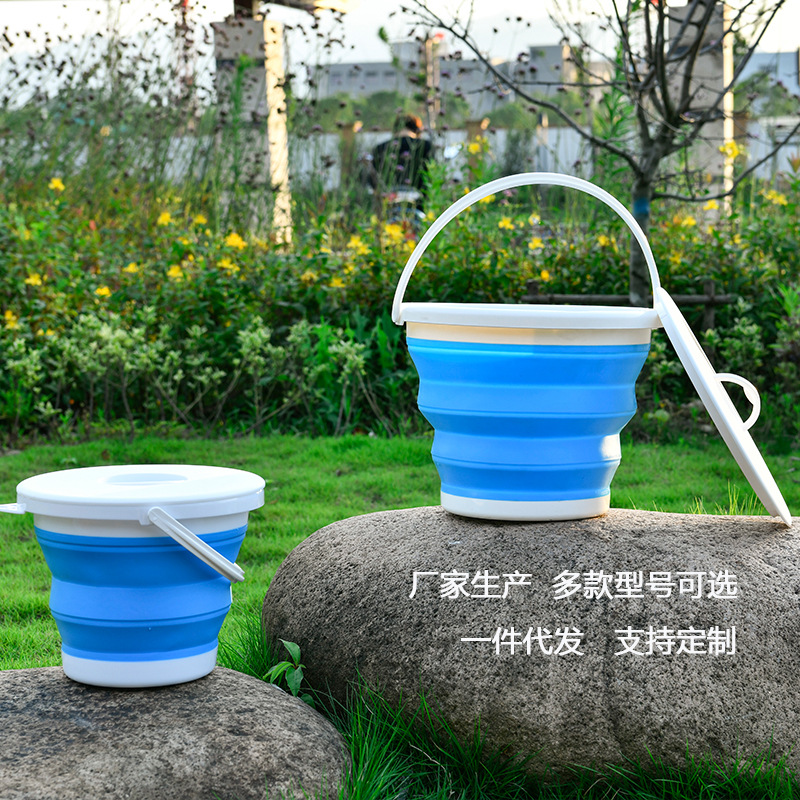 Folding Silicone Bucket Plastic Car Car Washing Bucket Household Portable Art Washing Pen Outdoor Fishing Folding Bucket