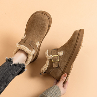 fleece-lined Mao Mao Shoes Women's 2024 Autumn and Winter New Non-slip Thick Bottom Short Boots Slim Warm Cotton Shoes Thickened Snow Boots Women