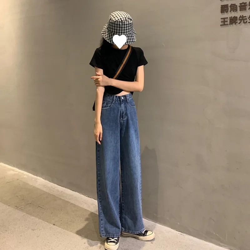 牛仔裤女宽松女士显瘦高腰阔腿拖地直筒设计感裤子潮春秋季2025年|undefined