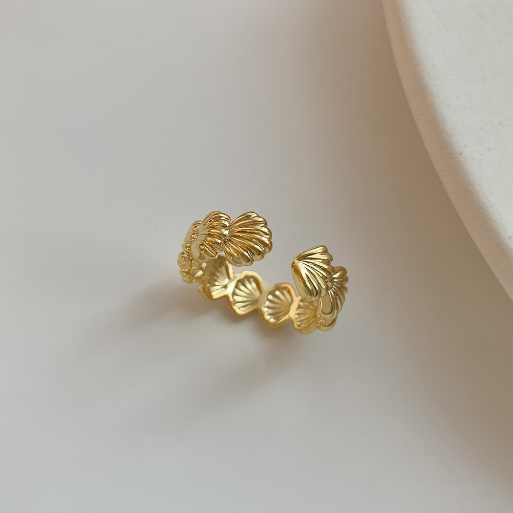 Adjustable Open Band Ring Geometric Shell Style For Women_voghion.com