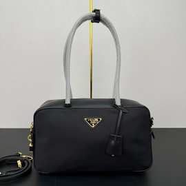 P拉达尼龙配牛皮大号中古休闲手提单肩图片实拍包专供跨境复古风