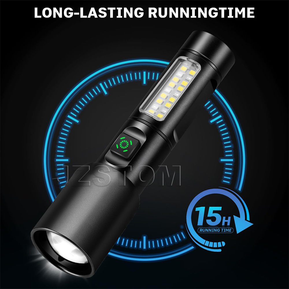 Aluminum Alloy White Laser Flashlight with USB Rechargeable Telescopic Zoom Multifunctional Outdoor Waterproof Lighting Lamp