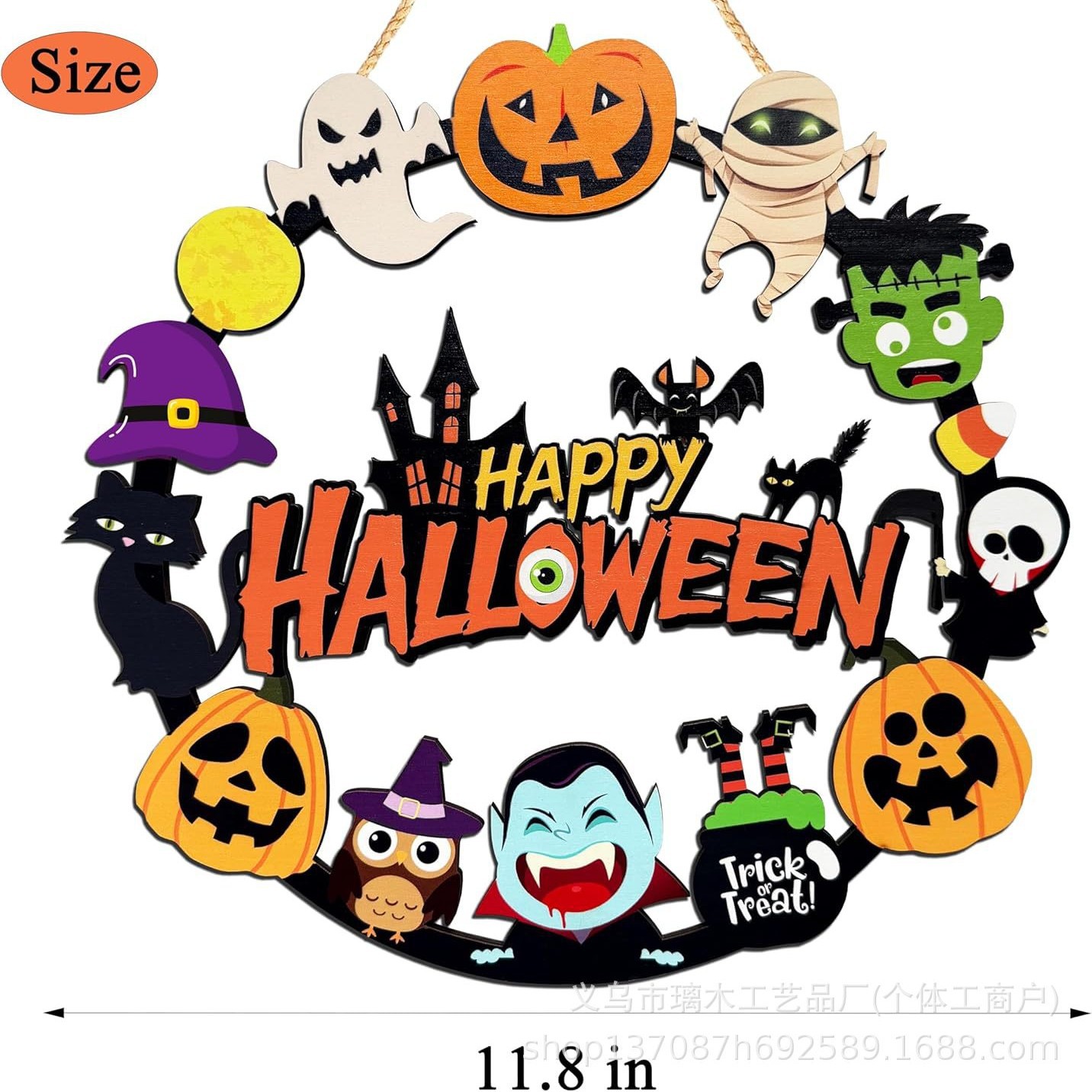 Nuevos productos transfronterizos de madera Halloween decoración de la atmósfera de la fiesta del hogar cabeza de ratón colgante decoración del patio vestíbulo