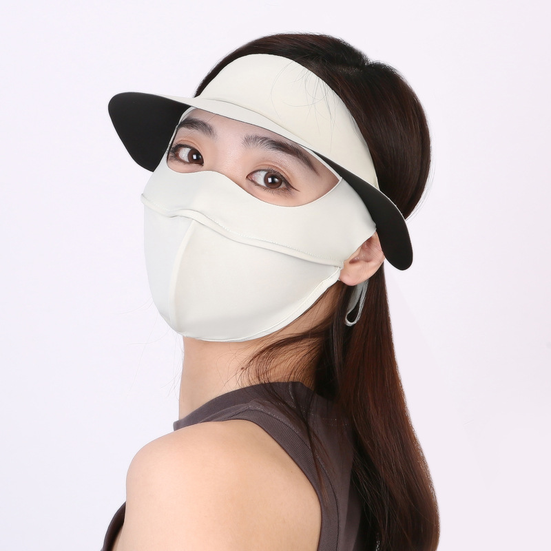 Nueva máscara solar de explosión, cara de vinilo, brida de sombrero, máscara solar de hielo tridimensional UV